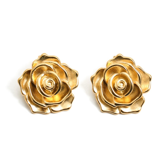 Super Chucky Rose Earrings - gold