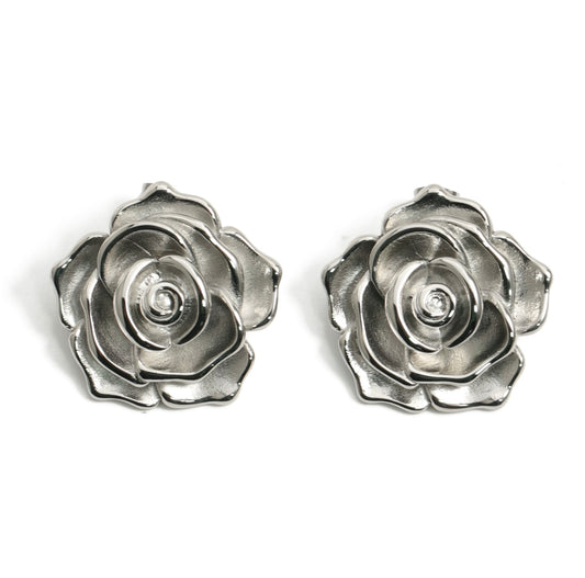 Super Chucky Rose Earrings - silver