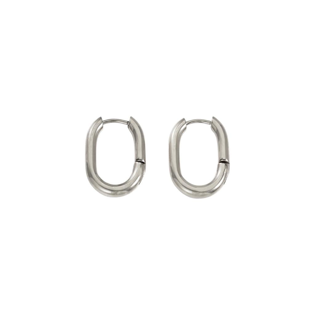 Oval Classy Hoops - Silber